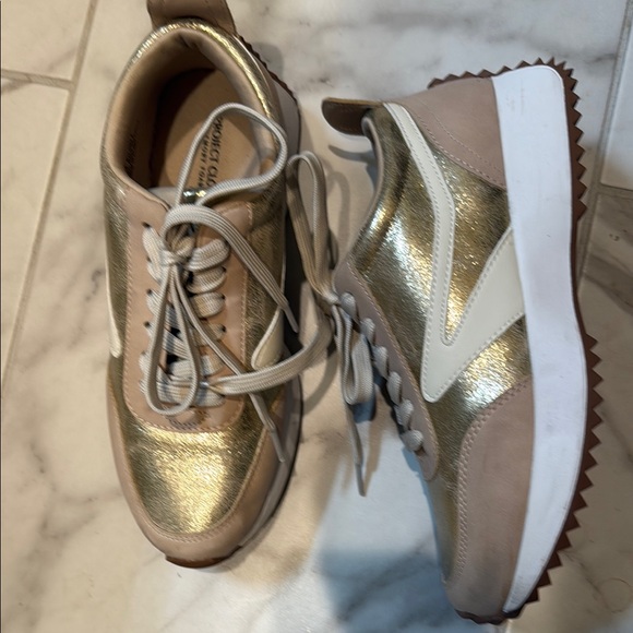 Project Cloud Metallic Gold and Beige Sneakers - Picture 2 of 4